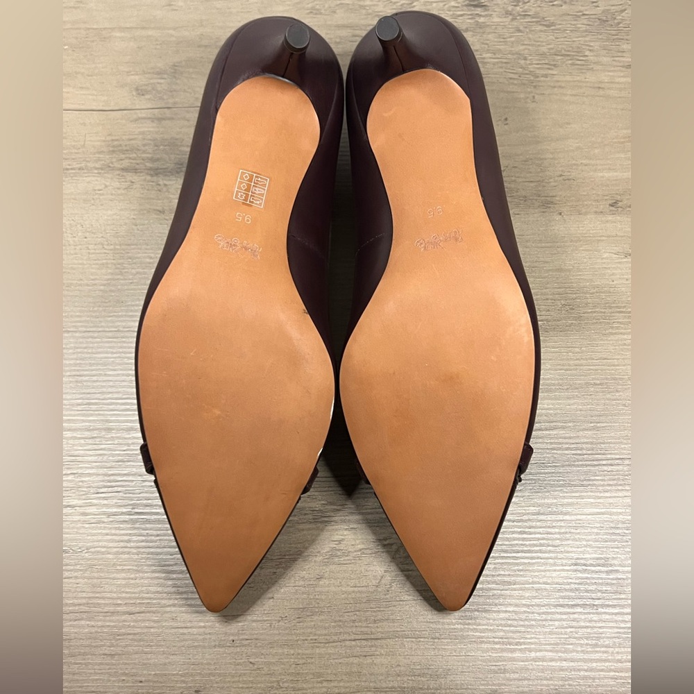 NWOT Coach Laurie Leather Point Kitten Heel Pumps Chocolate Plum – Size 9.5 - Picture 2 of 8